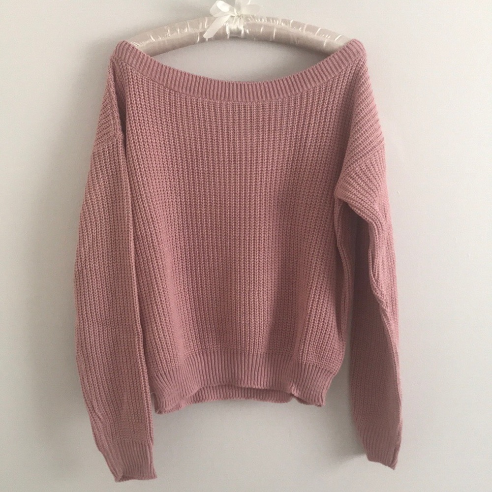 Pink Off Shoulder Sweater - Picture 5 of 5